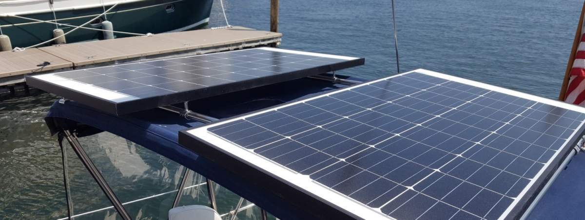 Solar panels on bimini